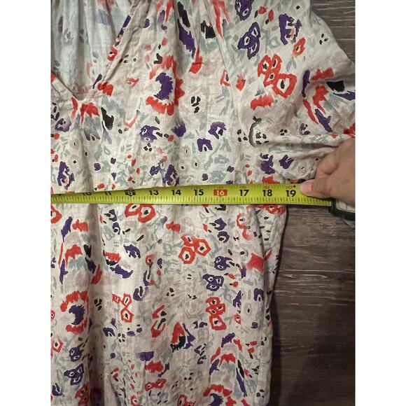 Avara top floral Puff short sleeves size XS Cotton V neck classic - Picture 5 of 9